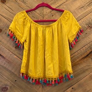See You Monday Yellow Tassle Top XL (juniors)